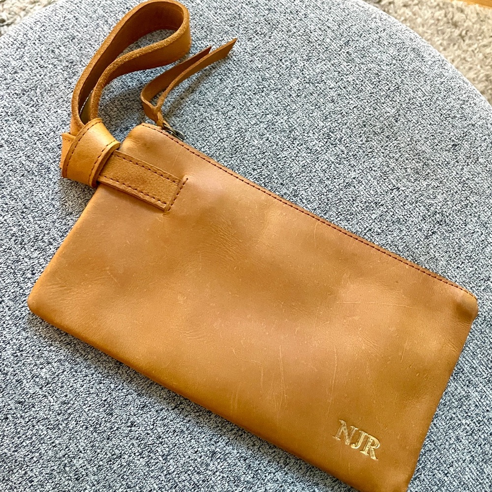 ABLE Rachel Wristlet in Cognac - Personalized